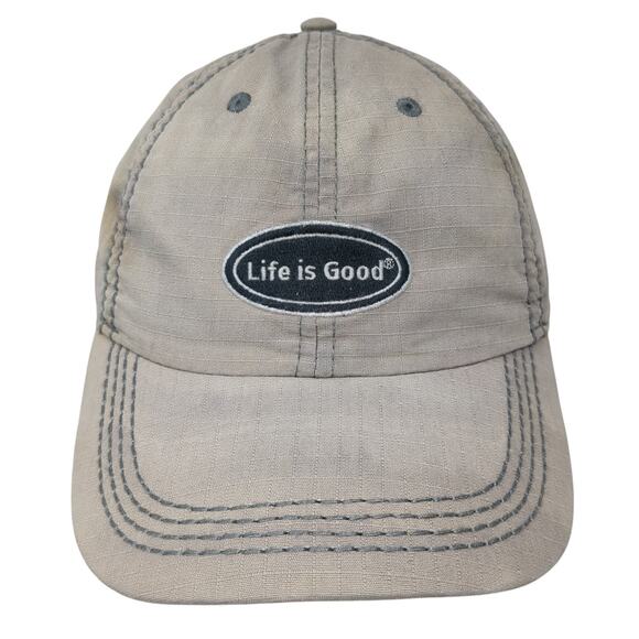 Life Is Good Slideback Hat Gray One Size Embroidered Spell Out 6 Panel - Picture 1 of 9